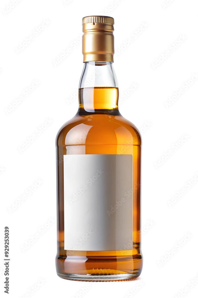 PNG whiskey bottle with blank label and gold cap transparent PNG whiskey bottle with blank label and gold cap transparent