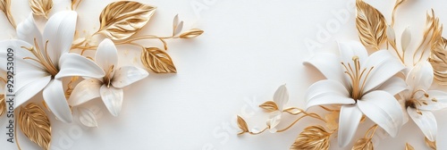 The white stucco lilies with golden accents create a tranquil ambiance, enhancing any space they adorn. This decorative piece captivates the eye and elevates the overall aesthetic