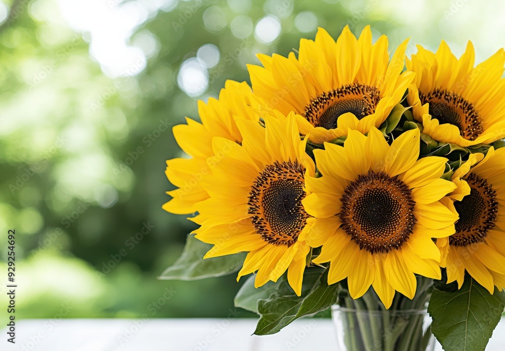 Fototapeta premium Vibrant sunflowers in a vase