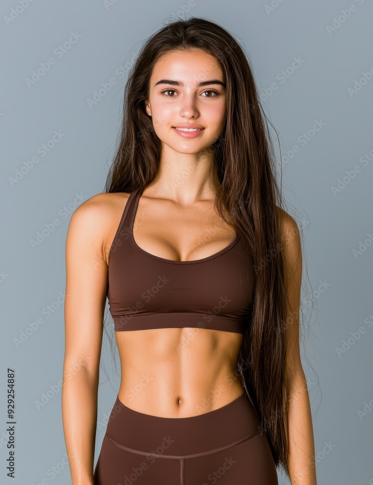 Fototapeta premium Fit young woman in sports bra and leggings