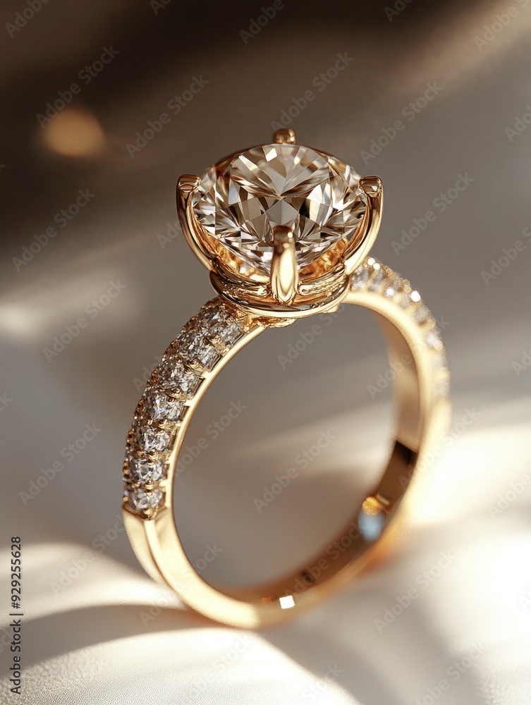 Gold engagement ring with large gemstones. on input box background with generative ai Gold engagement ring with large gemstones. on input box background with generative ai