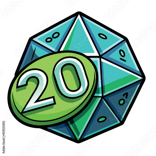 20 D20 Dice Roll Vector Design