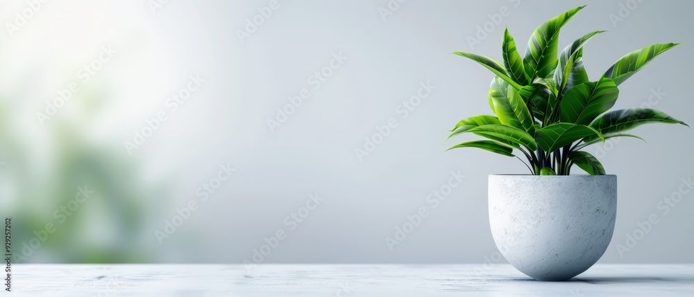 A tight shot of a flowering plant in a vase, placed on a table The background subtly blurs into a wall A tight shot of a flowering plant in a vase, placed on a table The background subtly blurs into a wall