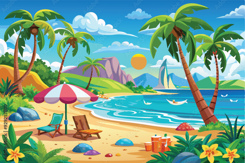 Obraz premium Summer background with beach view
