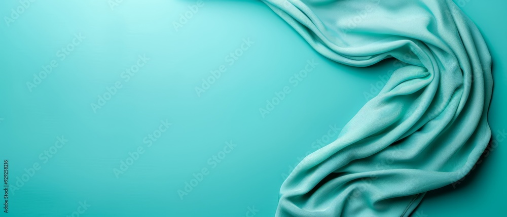 Obraz premium A detailed shot of a blue fabric against a blue backdrop, featuring a distinct white stripe running through it