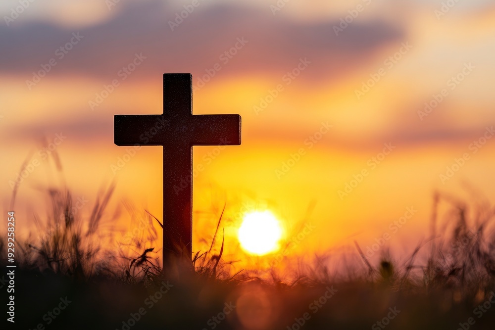 Good Friday. Friday before Easter. Christian cross against the sunset with generative ai Good Friday. Friday before Easter. Christian cross against the sunset with generative ai