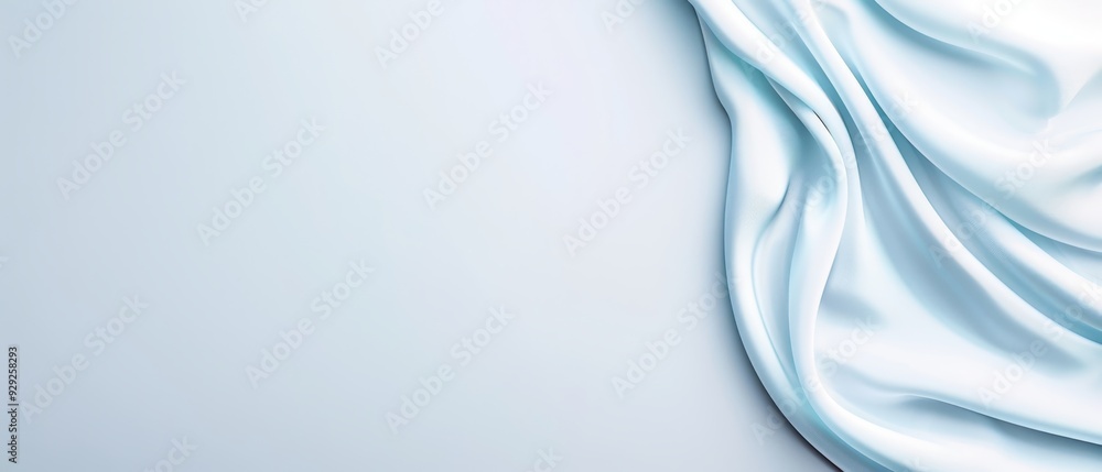 Obraz premium A close-up of a white curtain, flanked by two light blue curtains