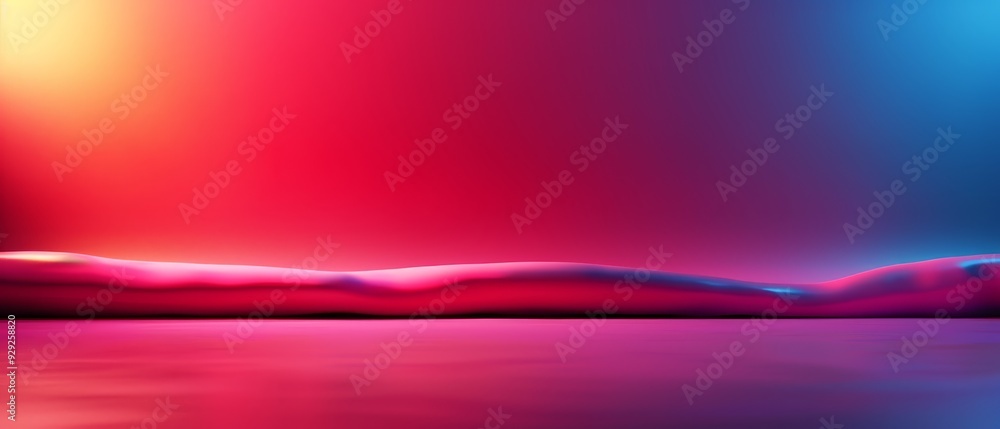 Fototapeta premium a body of water surrounded by red, blue, and yellow lights in the background