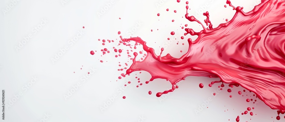 A red liquid splashes onto a white surface, its drops forming atop and cascading down A red liquid splashes onto a white surface, its drops forming atop and cascading down