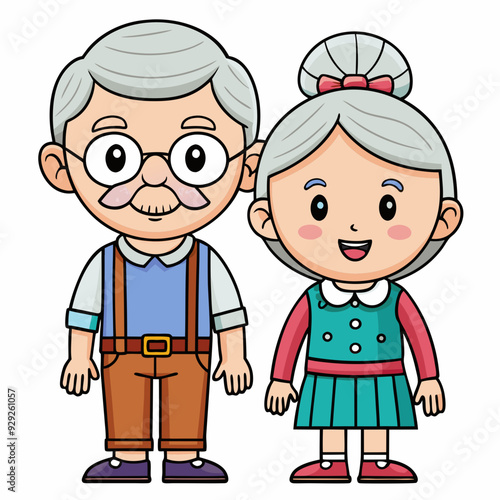 Grandparents for happy Grandparents Day art vector illustration