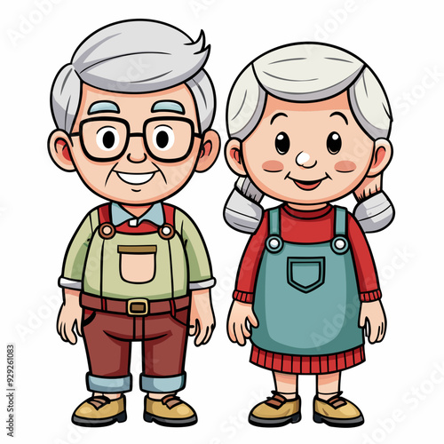 Grandparents for happy Grandparents Day art vector illustration