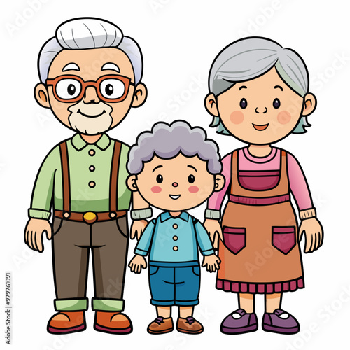 Grandparents for happy Grandparents Day art vector illustration