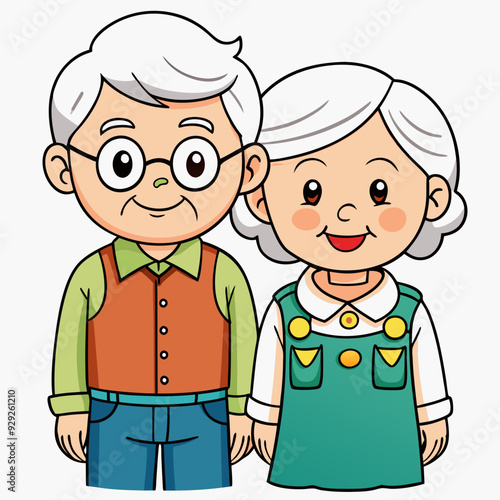 Grandparents for happy Grandparents Day art vector illustration
