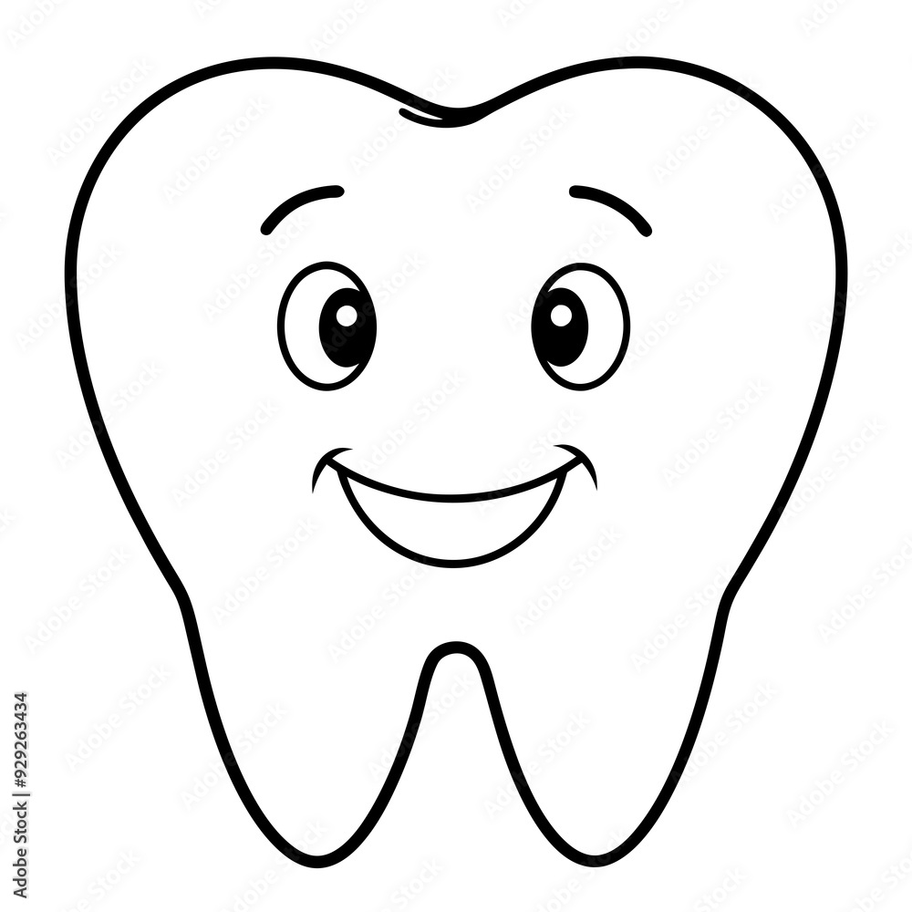 Happy and positive tooth art vector illustration