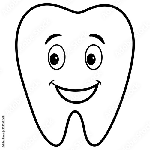 Happy and positive tooth art vector illustration