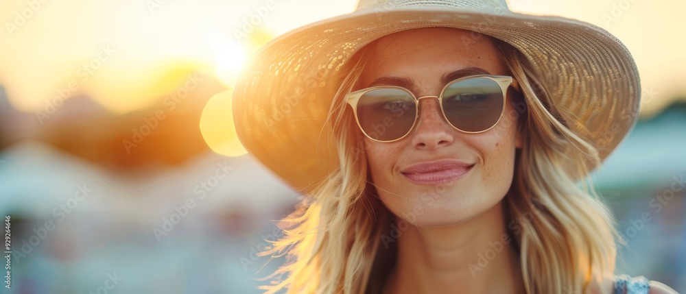 A tight shot of an individual donning a hat and sunglasses, sun glowing bright behind, building in background A tight shot of an individual donning a hat and sunglasses, sun glowing bright behind, building in background