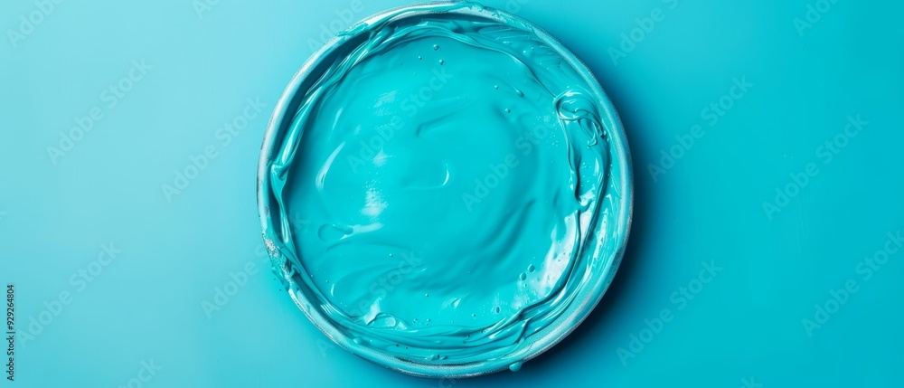 A tight shot of a blue liquid against a backdrop of identical hue, featuring a solitary water droplet in its center A tight shot of a blue liquid against a backdrop of identical hue, featuring a solitary water droplet in its center