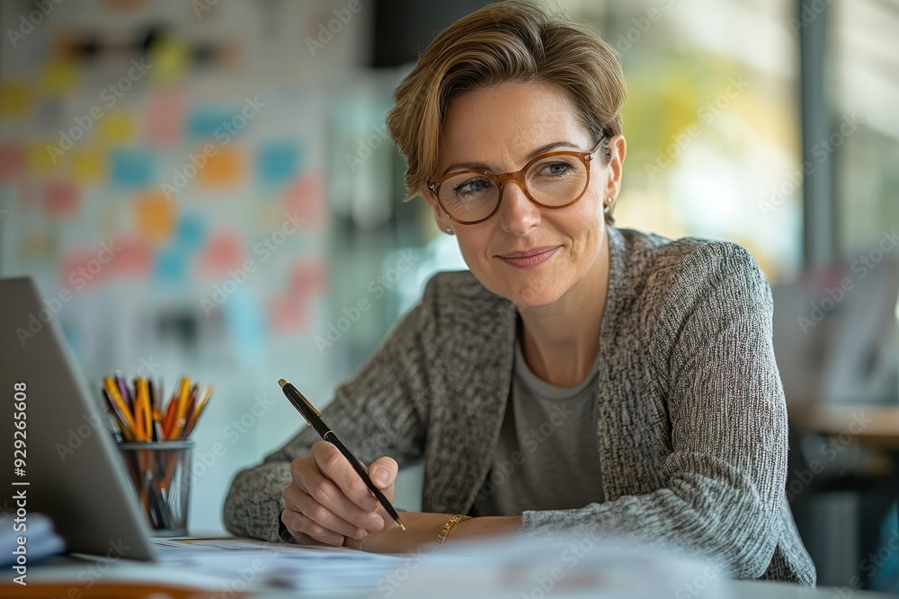 Experienced Financial Adviser Analyzing Retirement Plan for Financial Stability in Realistic Office Setting Experienced Financial Adviser Analyzing Retirement Plan for Financial Stability in Realistic Office Setting