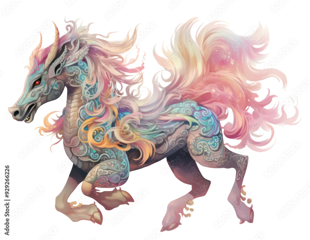 PNG Chinese Qilin running art animal dragon. PNG Chinese Qilin running art animal dragon.