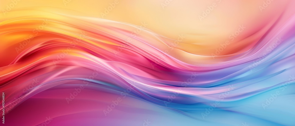 A background with multicolored wavy lines and a blurred rainbow and blue hue image A background with multicolored wavy lines and a blurred rainbow and blue hue image
