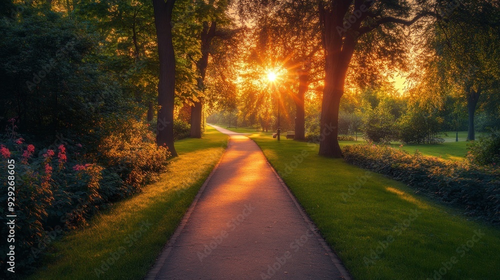 Sunset Path in the Park Sunset Path in the Park