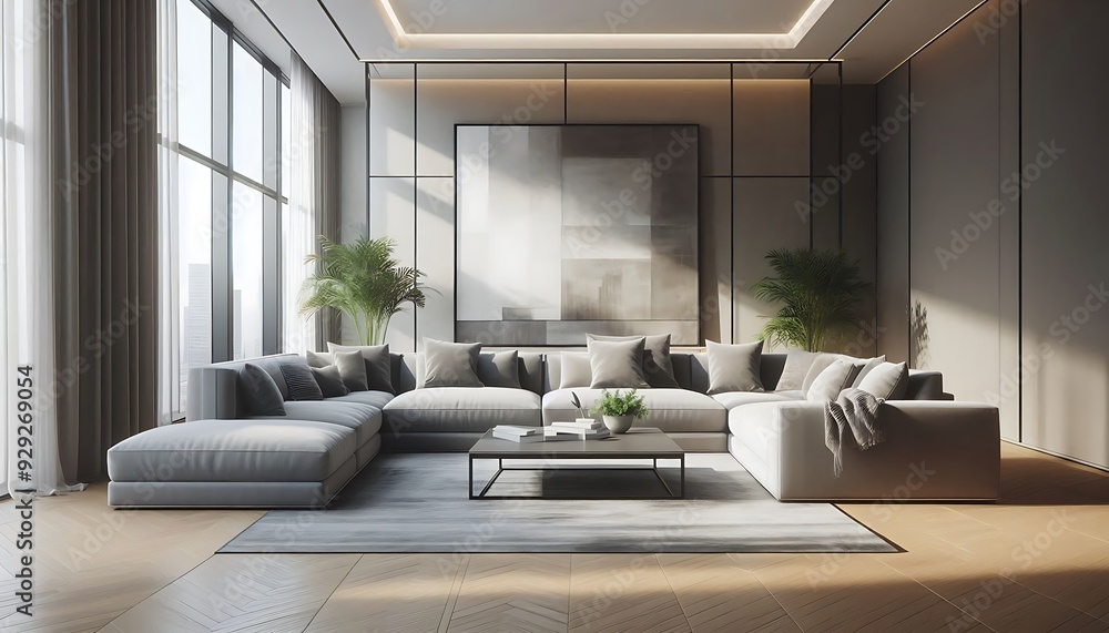 Fototapeta premium modern living room with furniture