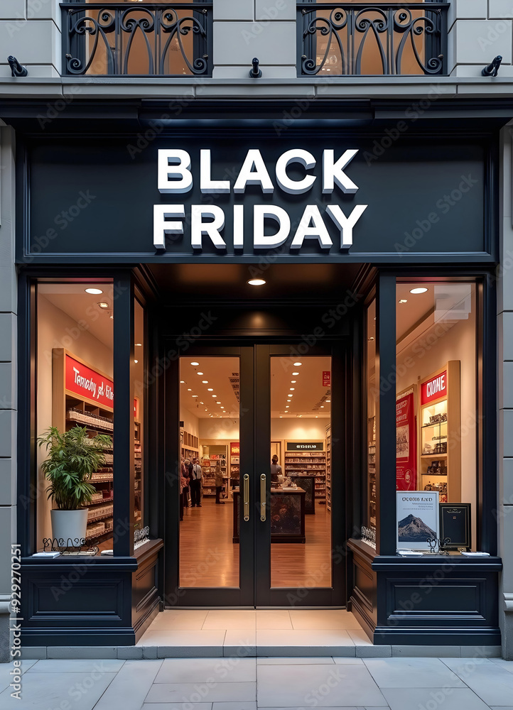 a store front with a sign that says black friday a store front with a sign that says black friday