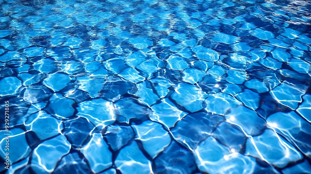 Naklejka premium Abstract blue water surface in a swimming pool.