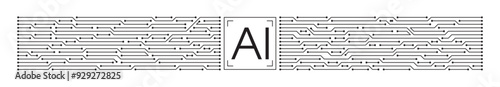 AI concept in horizontal bar shape. Artificial intelligence concept for business and technology world. AI concept with electronic circuits