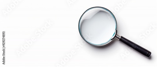  A magnifying glass with a black handle against a white background