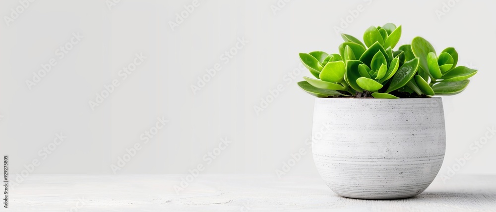 A tight shot of a potted plant, its verdant leaves contrasting against a pristine white table In the background, an unblemished white wall A tight shot of a potted plant, its verdant leaves contrasting against a pristine white table In the background, an unblemished white wall