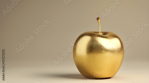 Golden Apple of Prosperity: A gleaming, golden apple sits on a minimalist backdrop, radiating luxury and exclusivity.   photo