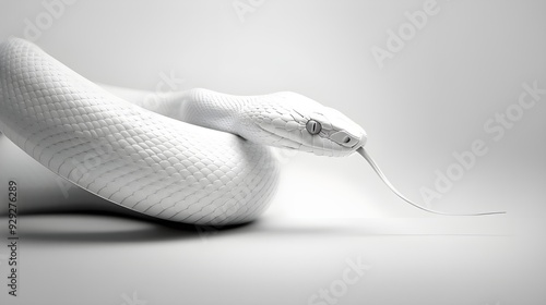 Serpentine Grace: A white snake on a minimalist backdrop, showcasing its elegant form in monochrome.