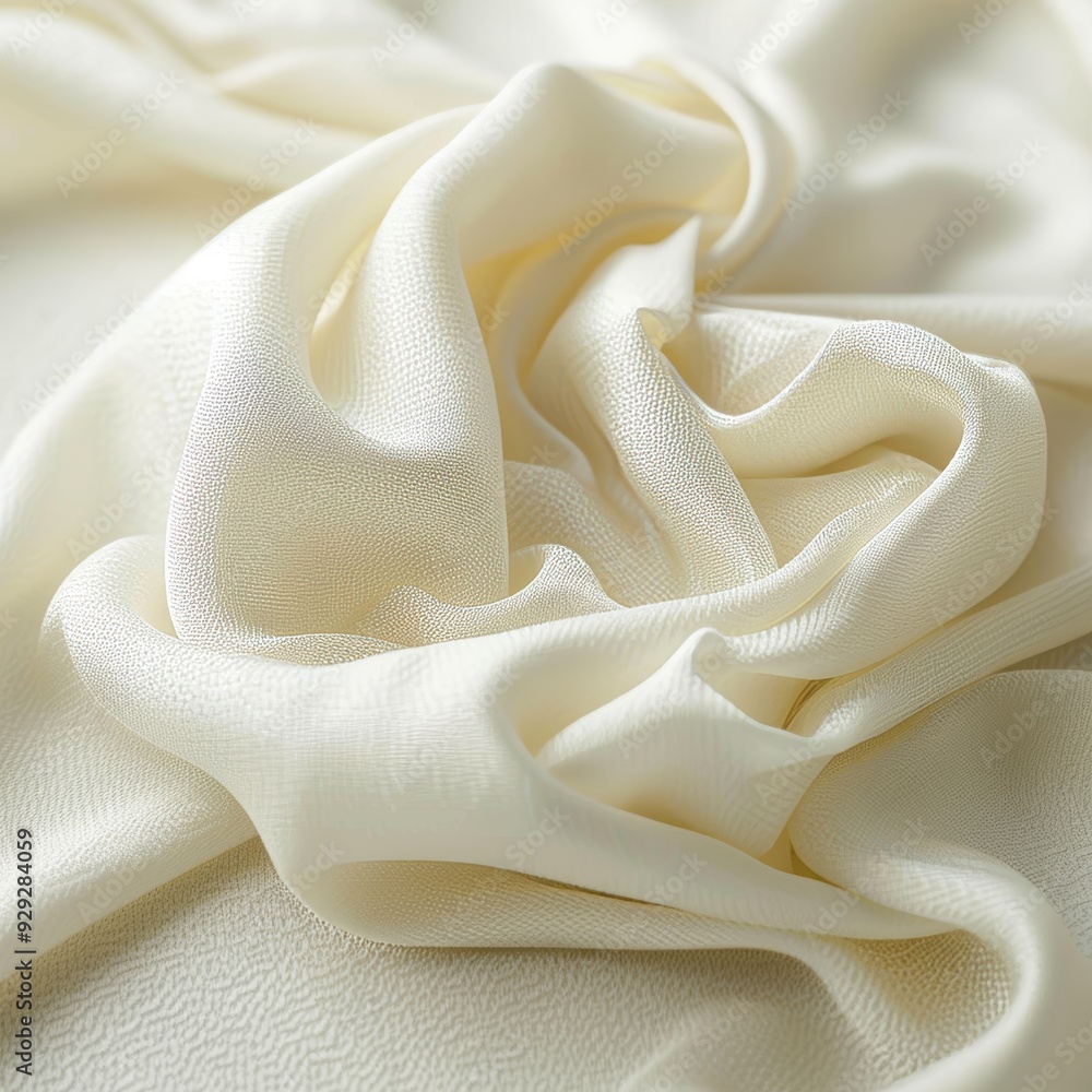 Obraz premium Abstract Background of Flowing White Silk Fabric with Soft Light and Subtle Texture, High Detail.