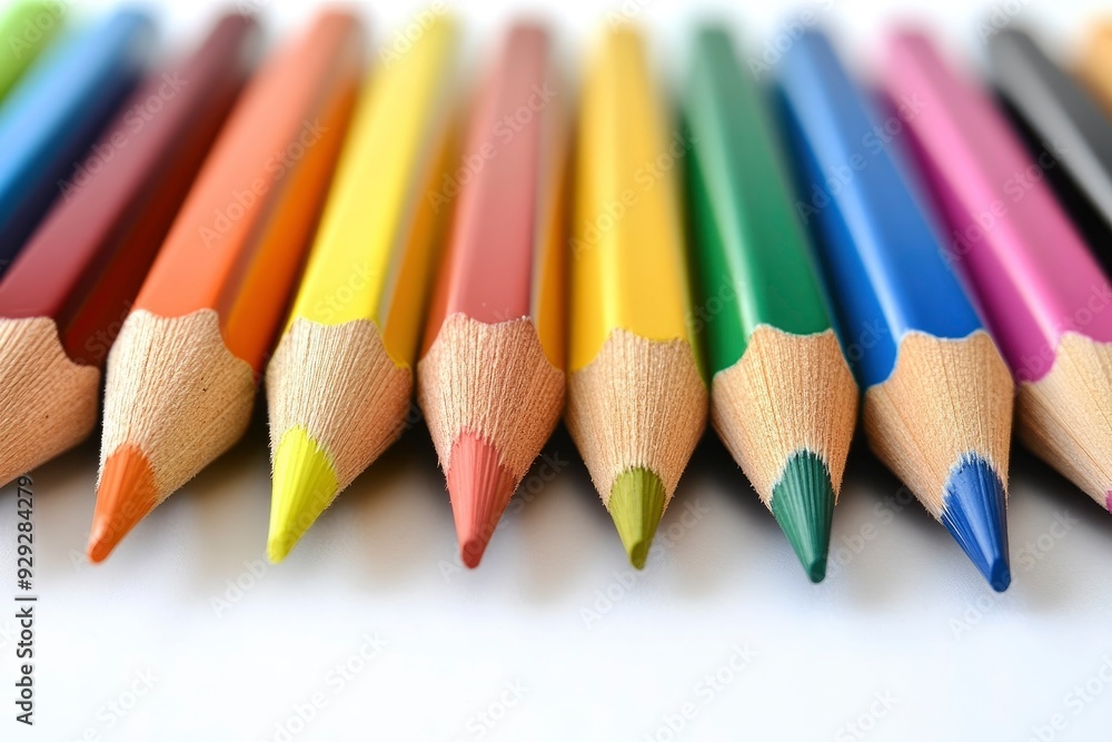 Many different colored pencils on white background with generative ai Many different colored pencils on white background with generative ai
