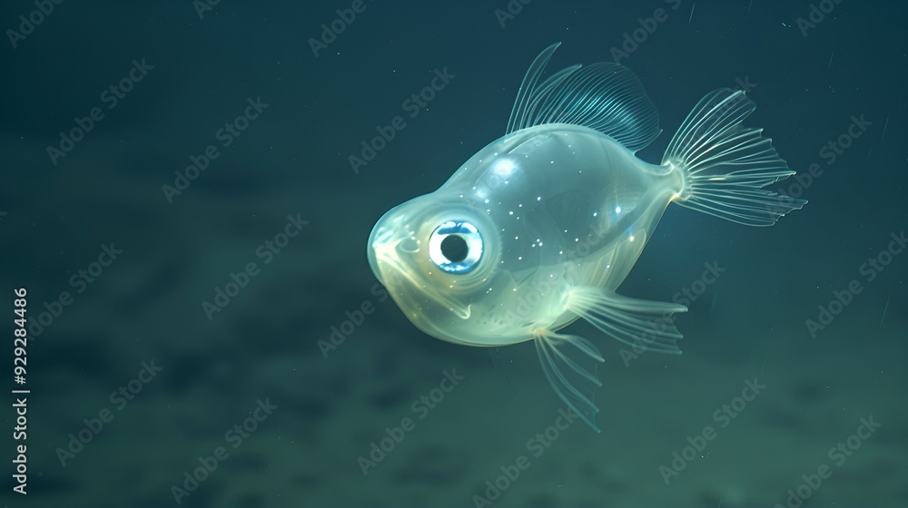 Fototapeta premium Discover the wonder of a fish illuminated with bioluminescent patterns in the deep sea. 