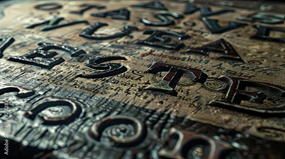 Naklejka premium Letters on an Ouija board or planchette