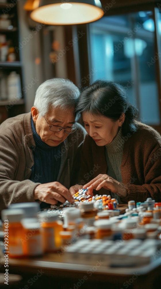 Fototapeta premium The couple attentively explores art supplies on their table, sharing moments of creativity and connection