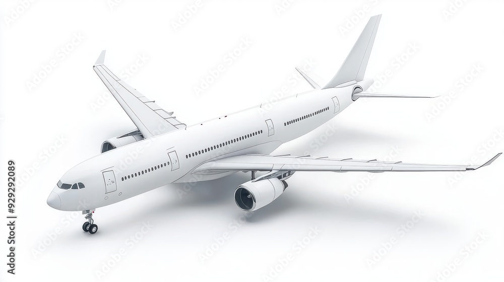 A detailed illustration of a modern airplane on a clean background perfect for travel and transportation themes A detailed illustration of a modern airplane on a clean background perfect for travel and transportation themes