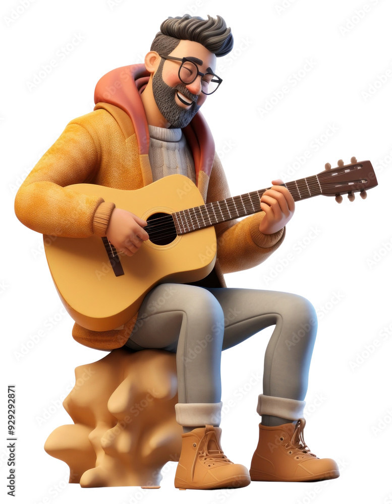 Obraz premium PNG Guitar musician sitting adult.
