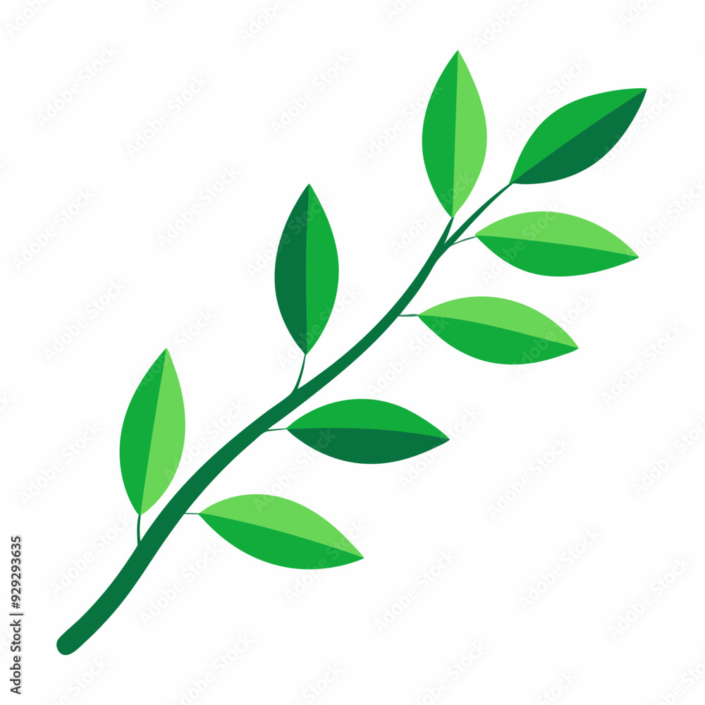 Fototapeta premium A branch with leaves art vector illustration