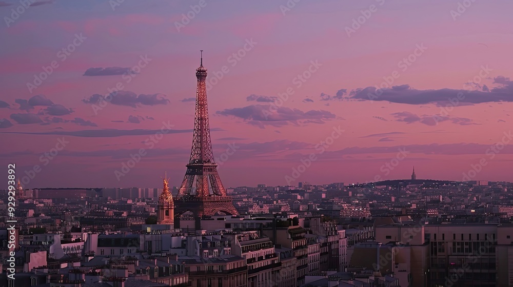 Obraz premium Paris at dusk.View over Paris