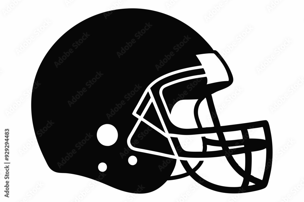 Naklejka premium American Football Helmet Silhouette Vector, football helmet flat icon, Helmets black Clip art