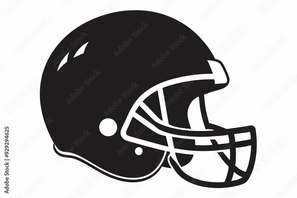 Fototapeta premium American Football Helmet Silhouette Vector, football helmet flat icon, Helmets black Clip art 