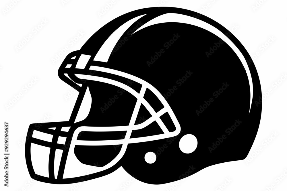 Naklejka premium American Football Helmet Silhouette Vector, football helmet flat icon, Helmets black Clip art
