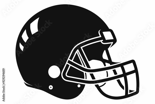 American Football Helmet Silhouette Vector, football helmet flat icon, Helmets black Clip art	