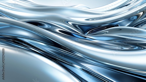 Liquid Metal. Abstract Metallic Background. Melted Silver Color, Wavy and luxurious Effect