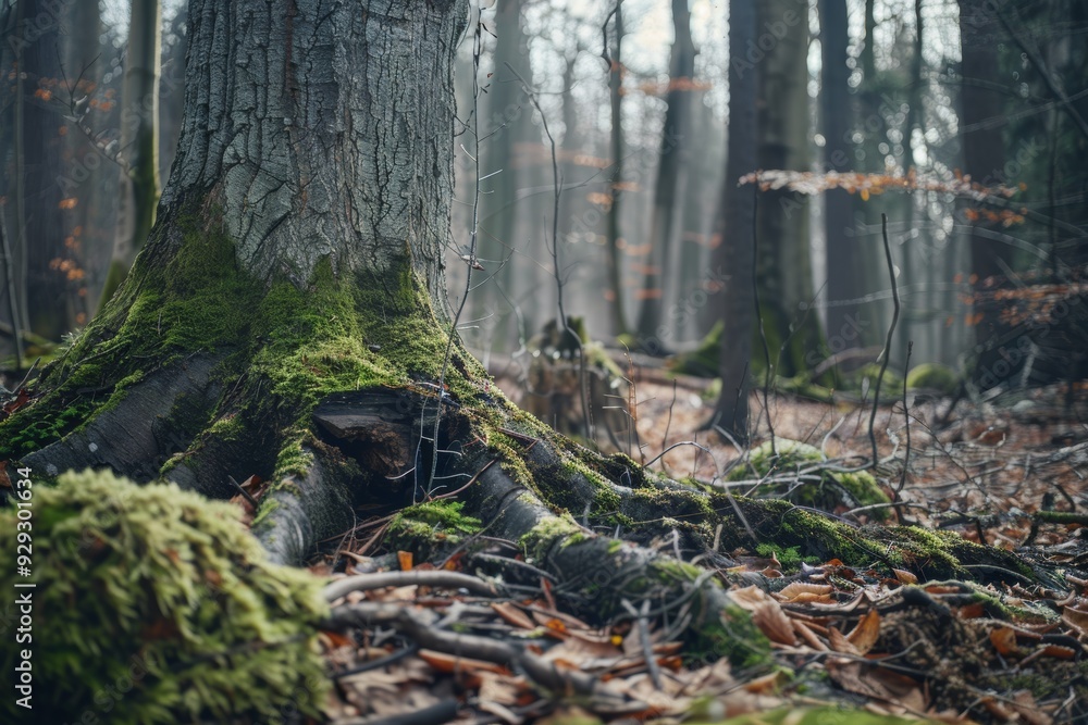 Obraz premium A squirrel perched atop a mossy tree stump on the Finger Lakes Trail in New York.
