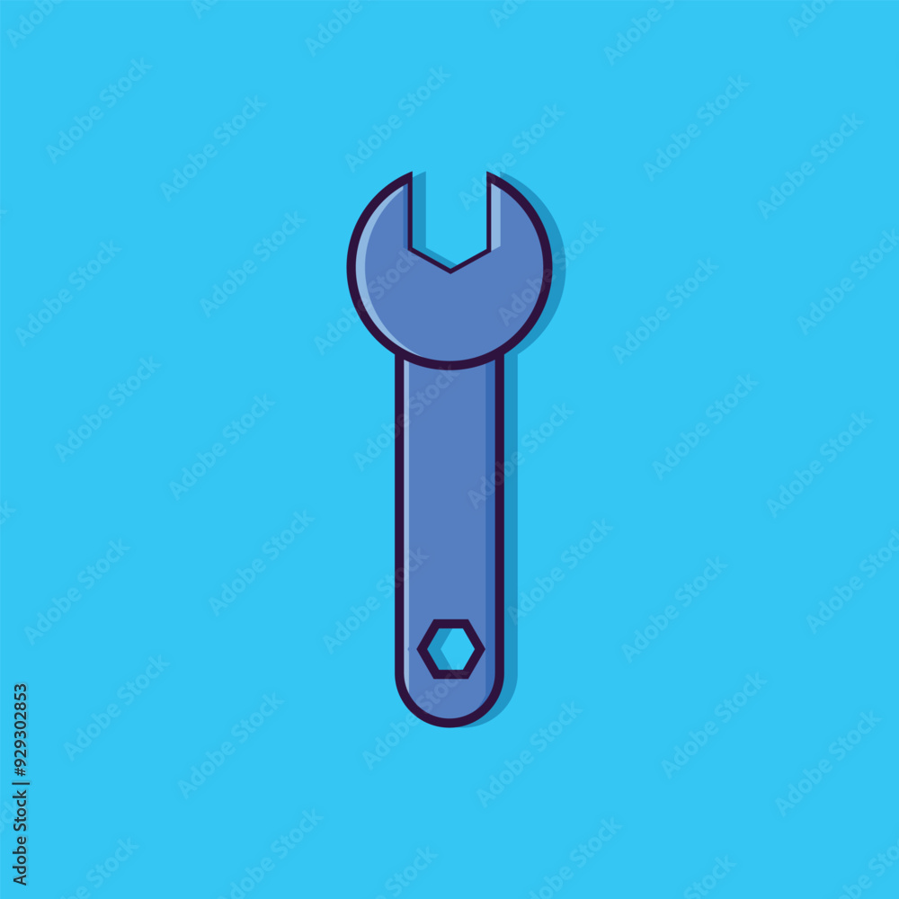 Wrench icon Illustration Isolated Labor Day elements design on a blue background. Wrench icon Illustration Isolated Labor Day elements design on a blue background.