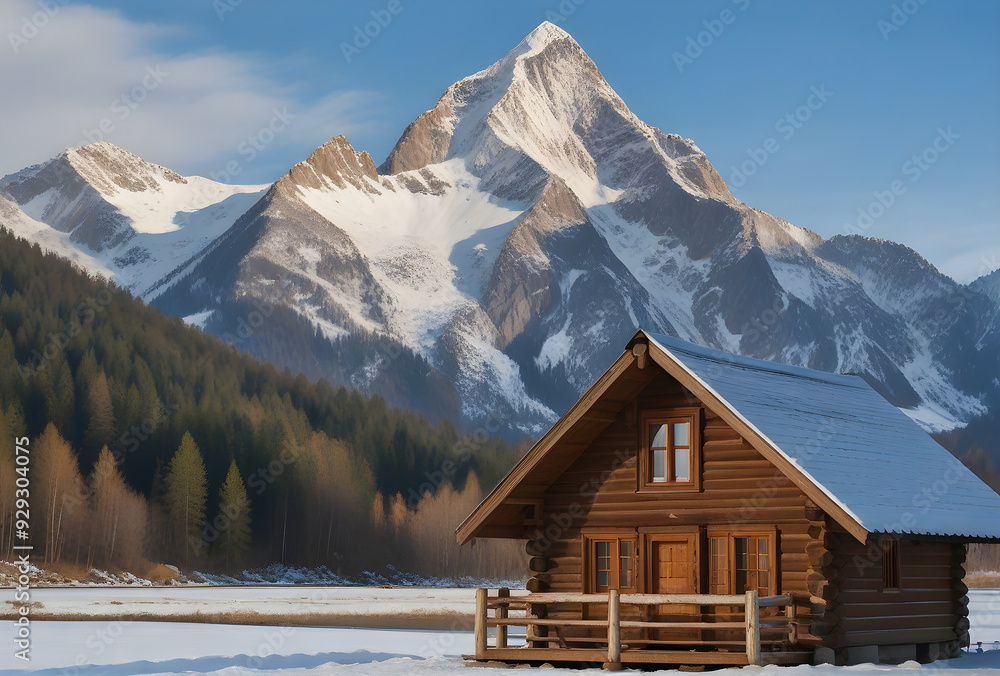 Fototapeta premium wooden house in the mountains